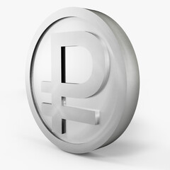 rubble icon silver coin color 3D currency symbols, currency icon front view