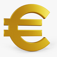 euro icon gold color 3D currency symbols, currency icon front view