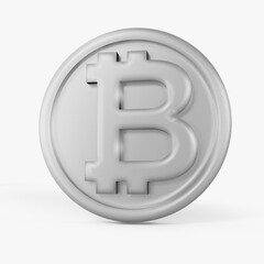 Obraz premium bitcoin silver coin icon color 3D currency symbols, currency icon front view