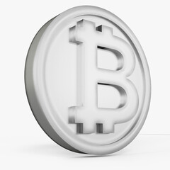 bitcoin silver coin icon color 3D currency symbols, currency icon left view