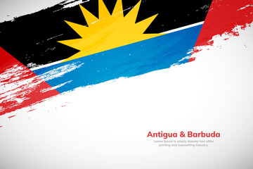 Brush painted grunge flag of Antigua & Barbuda country. Elegant brush stroke concept background