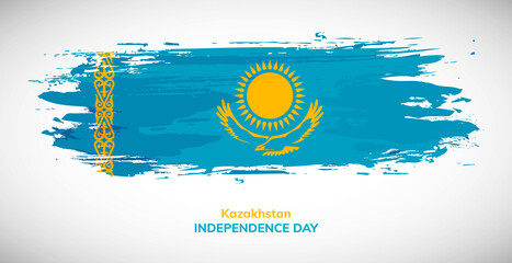 Happy independence day of Kazakhstan. Brush flag of Kazakhstan vector illustration. Abstract watercolor national flag background