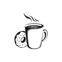 Vector illustration of a coffee mug and a doughnut.