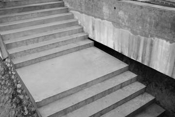 old vintage Cement stairs, black and white street photography