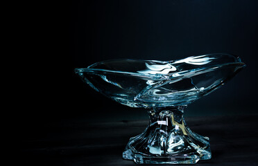 Crystal bowl on a black background