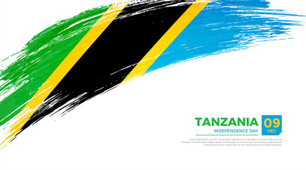 Flag of Tanzania country. Happy Independence day of Tanzania background with grunge brush flag illustration