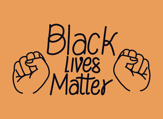 Black lives matter with fists design of Protest justice and racism theme Vector illustration