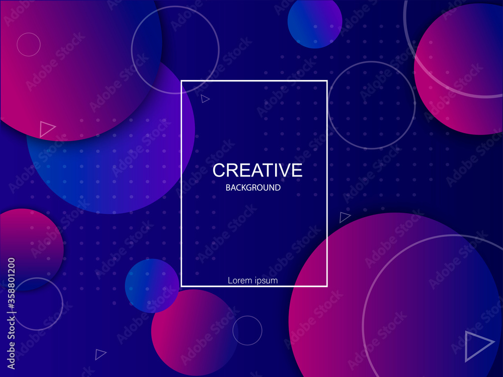 Poster geometric colorful background with multi-colored round-shaped objects surrounded by a deep shadow. v
