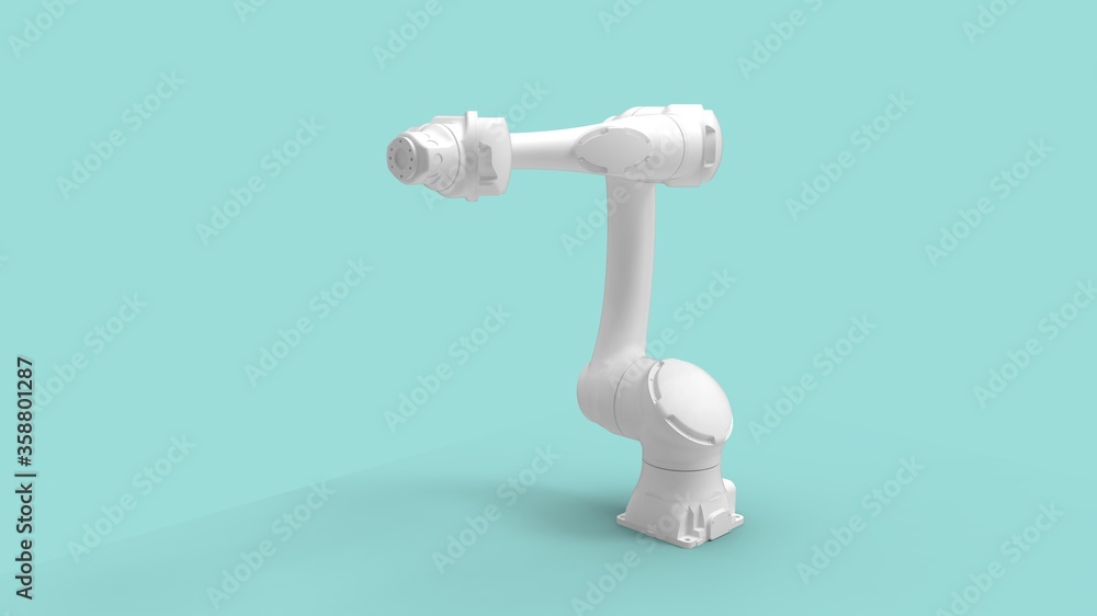 Fototapete 3d rendering of a robot arm production bot worker automated isolated