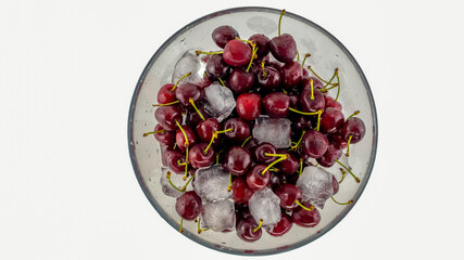 cherry berries in a plate with ice