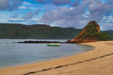 Fototapeta na wymiar The beautiful Mandalika Beach in the South of Lombok in Indonesia, Asia
