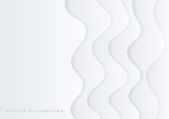 Abstract background white curved layers background 3D paper cut style.