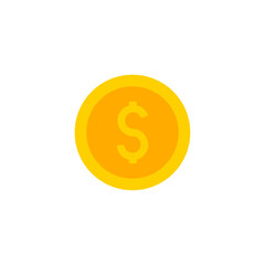 This is a coins icon in a flat style isolated vector illustration. Stack of gold coins dollar on a white background.