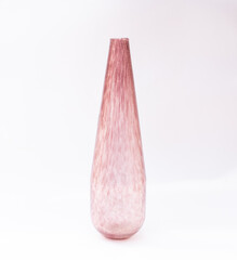 Mid-century modern purple icy glass vase isolated
