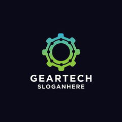 gear tech logo design vector