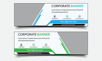 Corporate Banner Layout with Blue and Green Elements