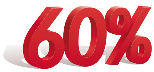 60 percent discount symbol with shadow. Poster to announce sales. The file contains opacity mask.
