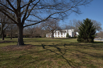 Obraz premium アメリカの郊外住宅地：グリーンベルトのコミュニティ・センター