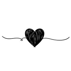 drawn of Continuous line drawing of love sign with heart embrace minimalism design on white background doodle