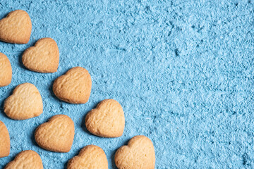 freshly baked golden heart-shaped cookies