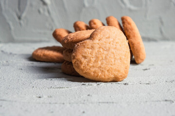 tasty cookies on a gray structured background