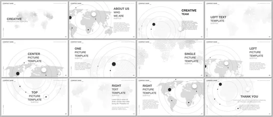 Tuinposter Presentation design vector templates, multipurpose template for presentation slide, flyer, brochure cover design, report presentation. World map concept backgrounds with world map infographic elements © xenia_design