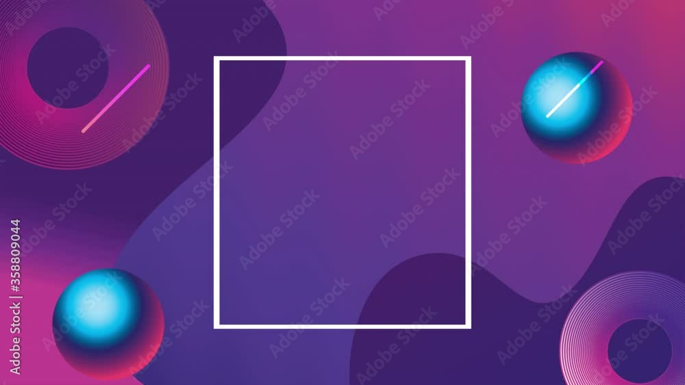 Poster vivid and fluid color with square frame background