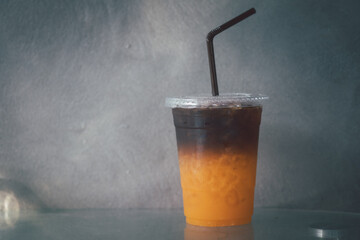 Iced espresso coffee fusion with orange juice