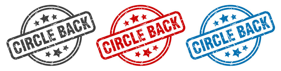 circle back stamp. circle back round isolated sign. circle back label set
