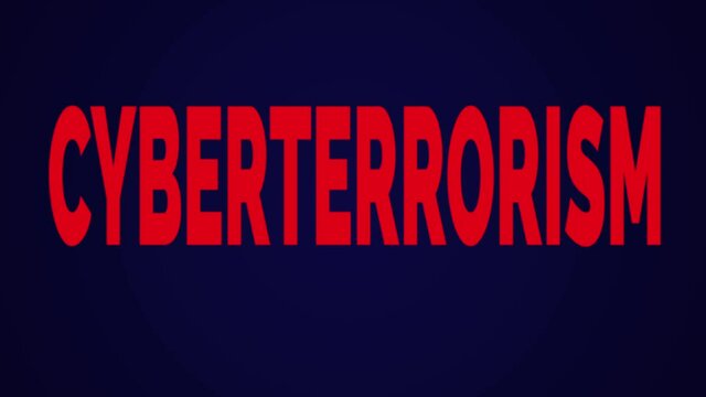 Cyberterrorism animated word. Kinetic typography.