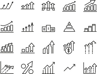 Set Of Growth Line Icon. Vector Illustration Isolated on a white background. Premium Quality Symbols
