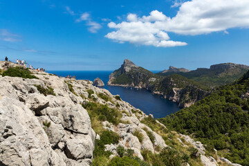 Fototapeta na wymiar The Es Colomer viewpoint, also known as Sa Creueta, is located on the Formentor peninsula, in the northwest of the island of Mallorca. A place to admire the views of the sea and the sunsets