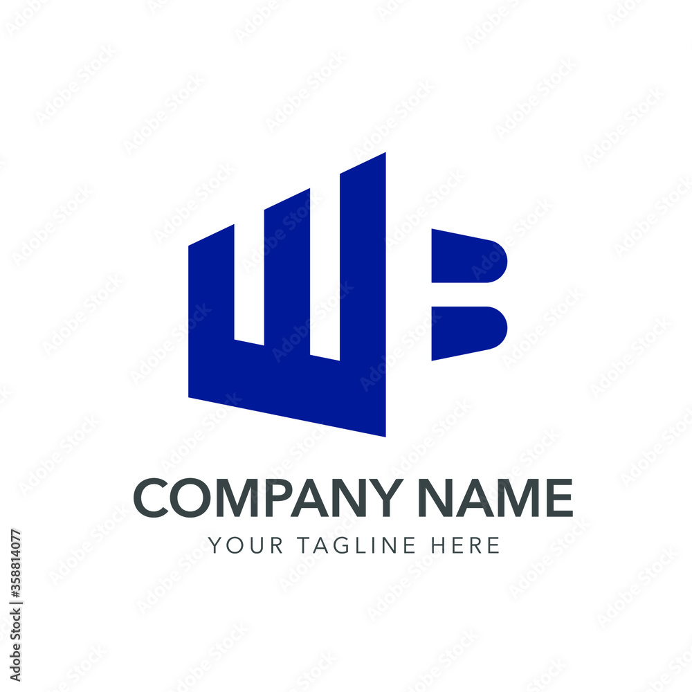 Wall mural logo initial letter wb or bw