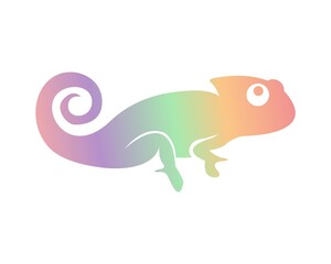 cute baby reptile rainbow chameleon as a pet vector illustration design