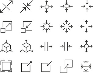 Set of Scaling Related Vector Line Icons. Contains such Icons as Increase, Decrease, Resize and more. Perfect Quality.