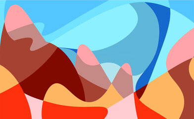 Fototapeta na wymiar Geometric Mountain and Sunset Background translucent waves, sea, abstract glass shapes, modern background, Trendy vector Illustration for Wallpaper, Banner, website , Card, Book Illustration, landing