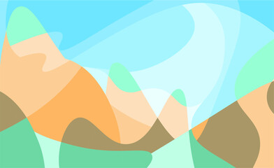 Geometric Mountain and Sunset Background  translucent waves, sea, abstract glass shapes, modern background, Trendy vector Illustration for Wallpaper, Banner, website , Card, Book Illustration, landing