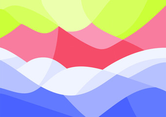 Geometric Mountain and Sunset Background  translucent waves, sea, abstract glass shapes, modern background, Trendy vector Illustration for Wallpaper, Banner, website , Card, Book Illustration, landing