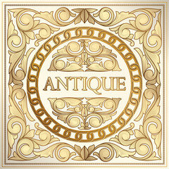 Golden ornate decorative vintage label
