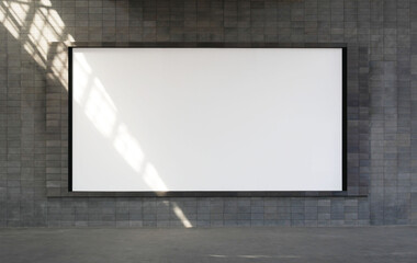 Big horizontal blank billboard frame mockup.
