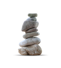 Sandstone are stacked into a pyramid shape isolated on white background.