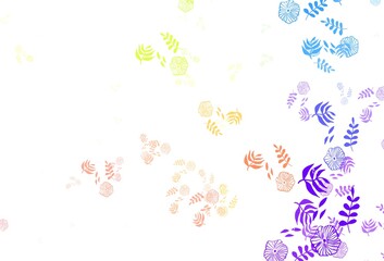 Light Multicolor vector natural backdrop with leaves, flowers.
