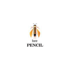 colorful pencil illustration of bee logo. vector design
