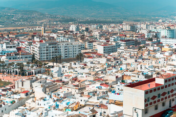Fototapeta na wymiar Tetouan in Northern Morocco with Rif Mountains in the background 