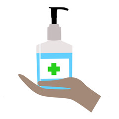 Hand sanitizer illustration isolated on white background.