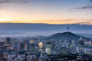 seoul city at twilight south korea