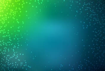 Obraz premium Light Blue, Green vector template with space stars. Shining colored illustration with bright astronomical stars. Template for cosmic backgrounds.
