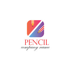 pencil illustration colorful logo box icon template. vector design