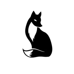 Vector isolated black and white fox icon. Creative logo concept