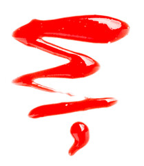 Raspberry jam drizzle isolated on white background. Top view.